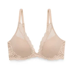 Natori: Feathers Contour Plunge Padded T-Shirt Bra - Cafe