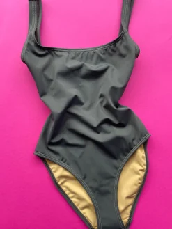 Nu Swim: Pistachio Scoop Back One Piece - Smoke