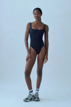 Nu Swim: Pistachio Scoop Back One Piece - Black
