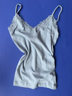 Only Hearts: Lace Trim Organic Cotton Cami - Cascade