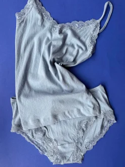 Only Hearts: Lace Trim Organic Cotton Hipster - Cascade