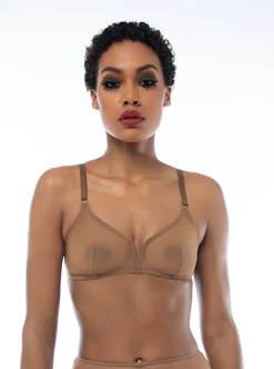 Ownbrown: Plunge V Wire Mesh Bra - Amani