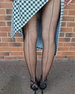 Pretty Polly: Back Seam Tights - Black