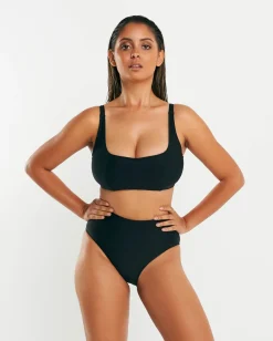 RAQ: High-Waisted Full Bikini Bottom - Black