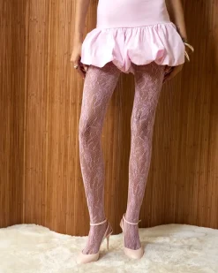 Stems: Aria Lace Mesh Tights - Pink