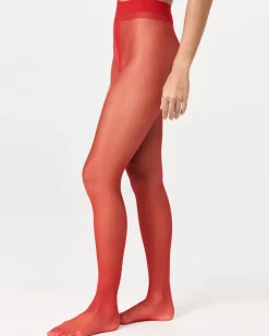 Stems: Avery Sheer Tights - Red