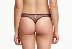 Yasmine Eslami: Jeanne Basic Mesh Thong - Espresso