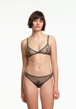 Yasmine Eslami: Jeanne Basic Mesh Thong - Black Forest