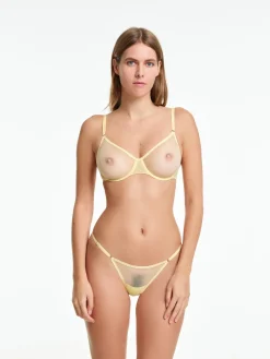 Yasmine Eslami: Jeanne Mesh Underwire Bra - Sunny