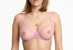 Yasmine Eslami: Jeanne Mesh Underwire Bra - Mauve