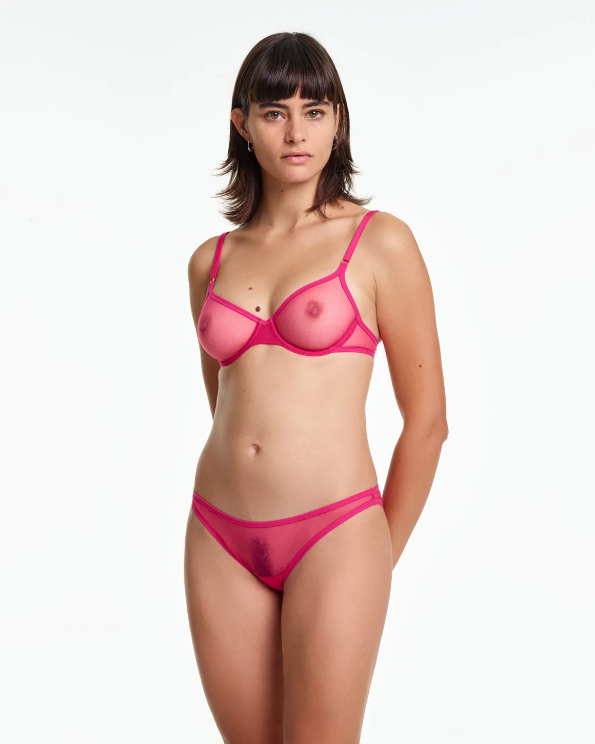 Yasmine Eslami: Jeanne Mesh Underwire Bra - Indian Pink