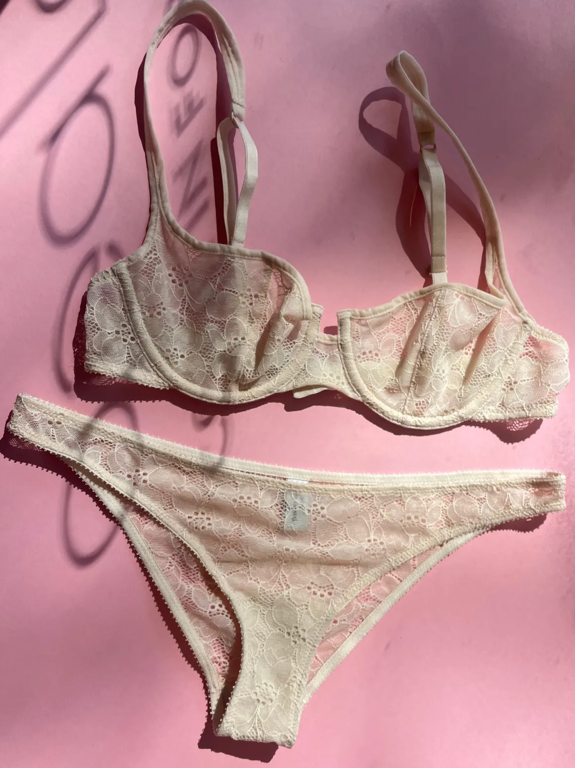 Yasmine Eslami: Louise Lace Balcony Bra - Sand