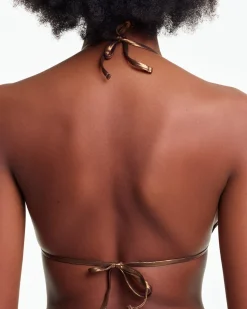 Yasmine Eslami: Mica Triangle Bikini Top - Copper
