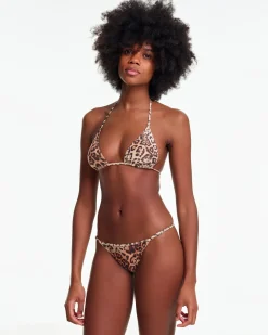 Yasmine Eslami: Mica Triangle Bikini Top - Leopard